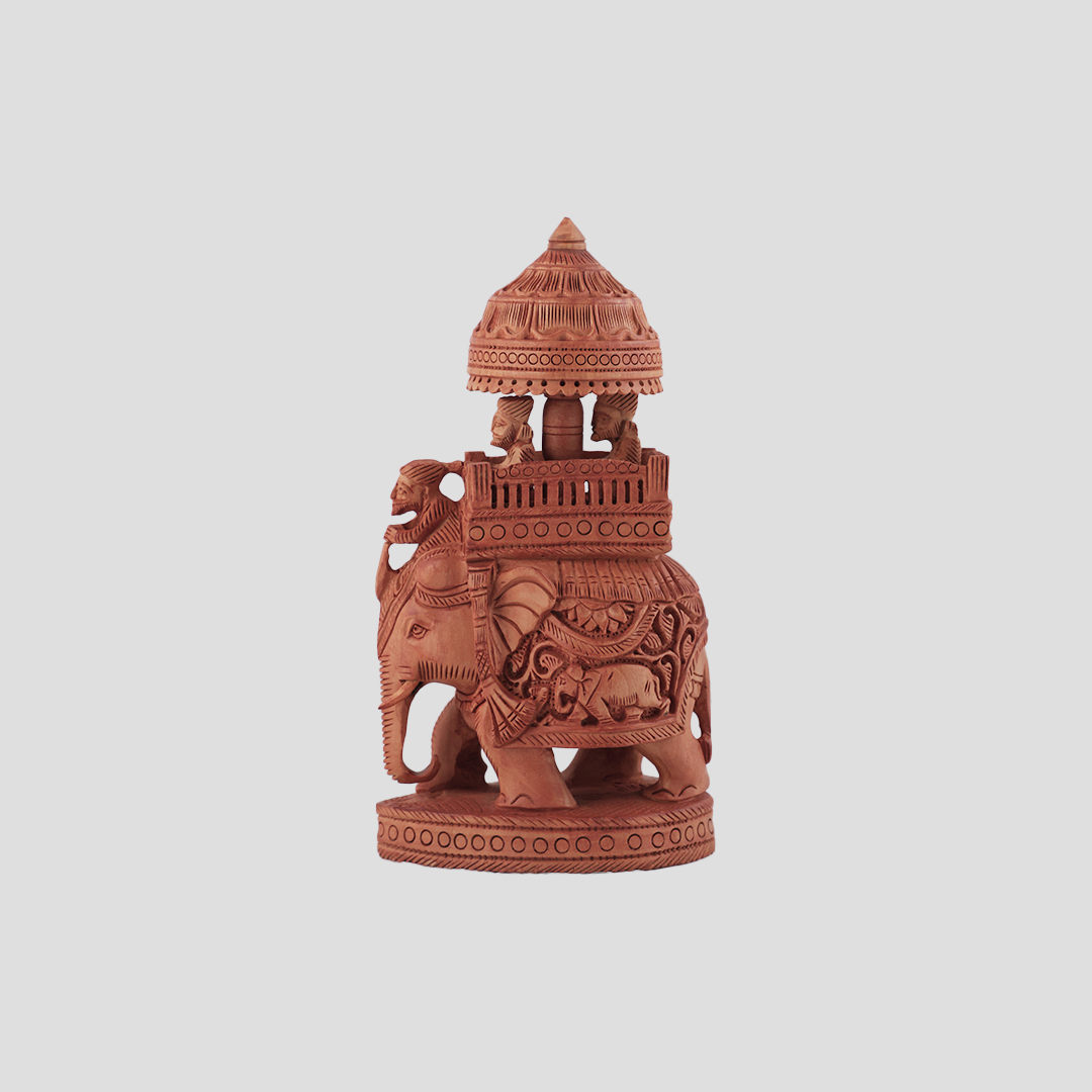 Maharaj on elephant wooden show piece